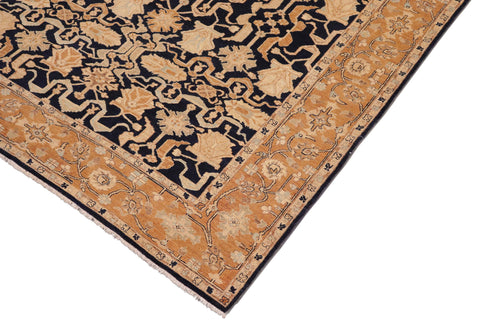 handmade Transitional Kafkaz Blue Orange Hand Knotted RECTANGLE 100% WOOL area rug 8' x 10'