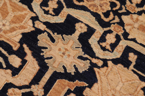 handmade Transitional Kafkaz Blue Orange Hand Knotted RECTANGLE 100% WOOL area rug 8' x 10'