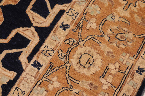 handmade Transitional Kafkaz Blue Orange Hand Knotted RECTANGLE 100% WOOL area rug 8' x 10'
