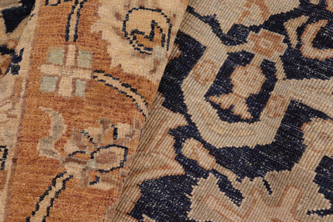 handmade Transitional Kafkaz Blue Orange Hand Knotted RECTANGLE 100% WOOL area rug 8' x 10'