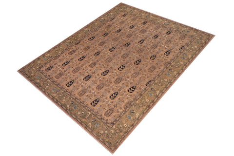 handmade Transitional Kafkaz Tan Lt. Green Hand Knotted RECTANGLE 100% WOOL area rug 8' x 10'