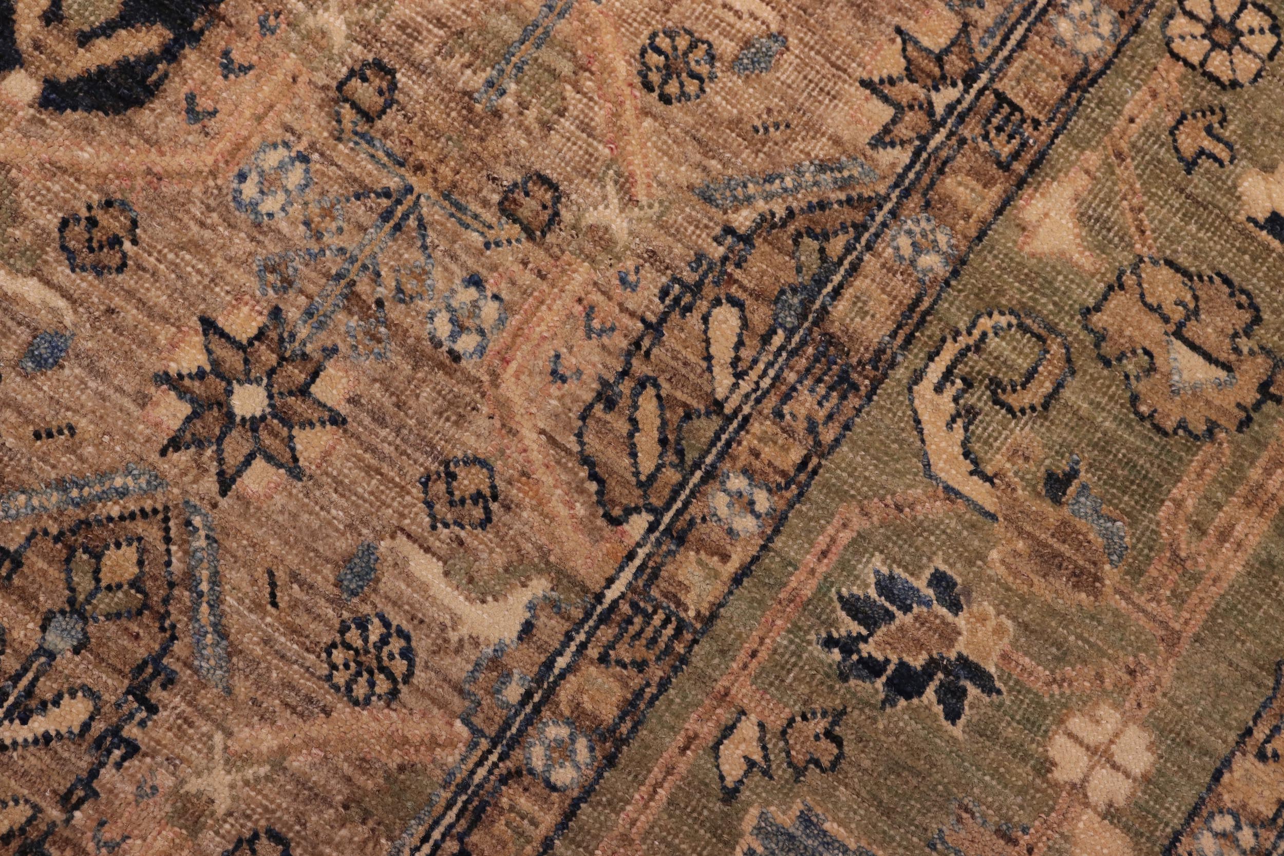 handmade Transitional Kafkaz Tan Lt. Green Hand Knotted RECTANGLE 100% WOOL area rug 8' x 10'
