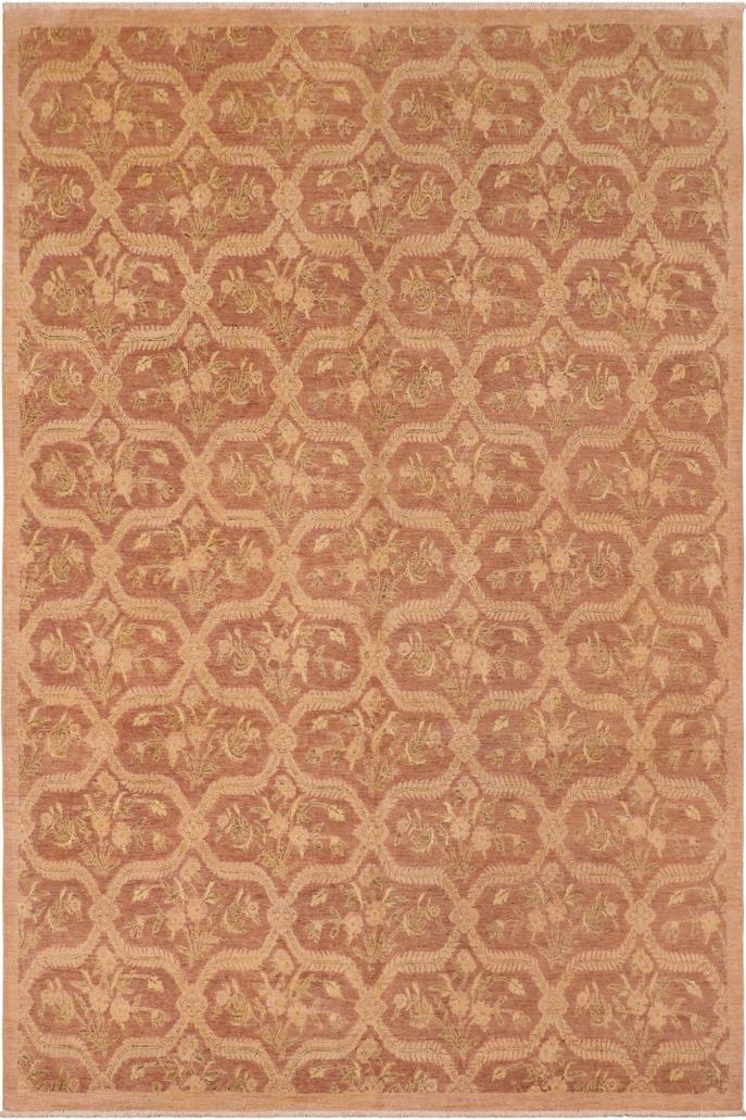 handmade Transitional Kafkaz Brown Tan Hand Knotted RECTANGLE 100% WOOL area rug 8 x 10