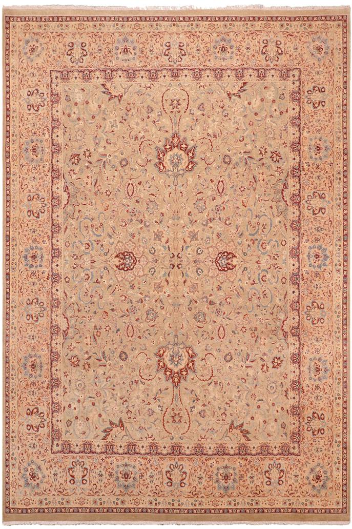 Traditional Kashan Karyl Taupe Tan Hand Knotted Area rugs 8 x 10