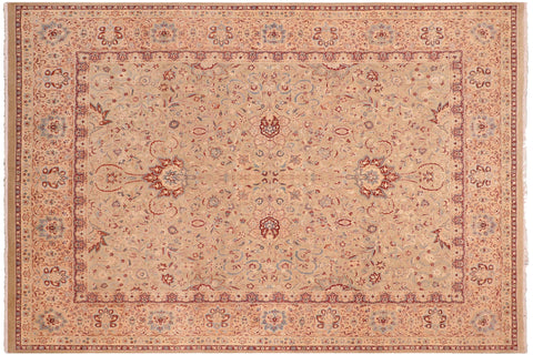 handmade Traditional Kashan Taupe Tan Hand Knotted RECTANGLE 100% WOOL area rug 8x10