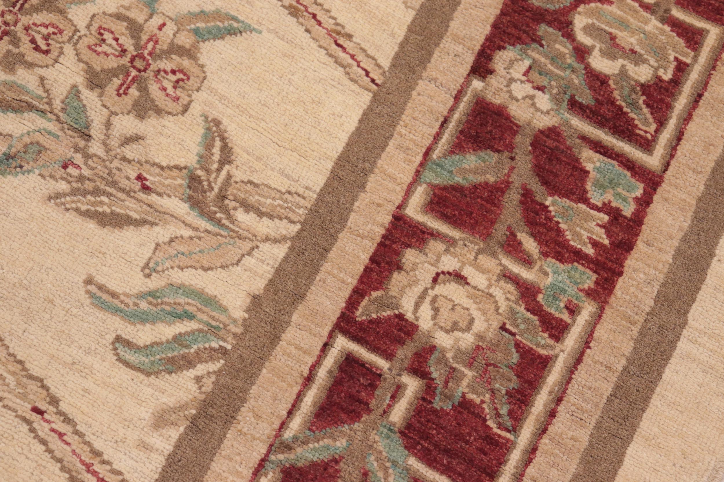 handmade Transitional Kafkaz Beige Wine Red Hand Knotted RECTANGLE 100% WOOL area rug 8' x 10'