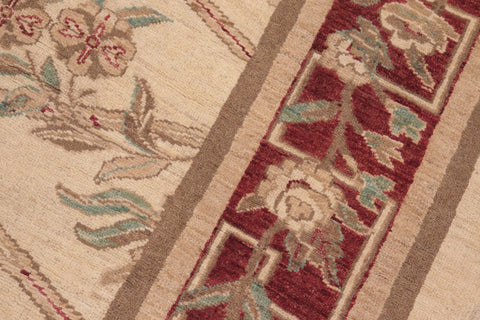 handmade Transitional Kafkaz Beige Wine Red Hand Knotted RECTANGLE 100% WOOL area rug 8' x 10'