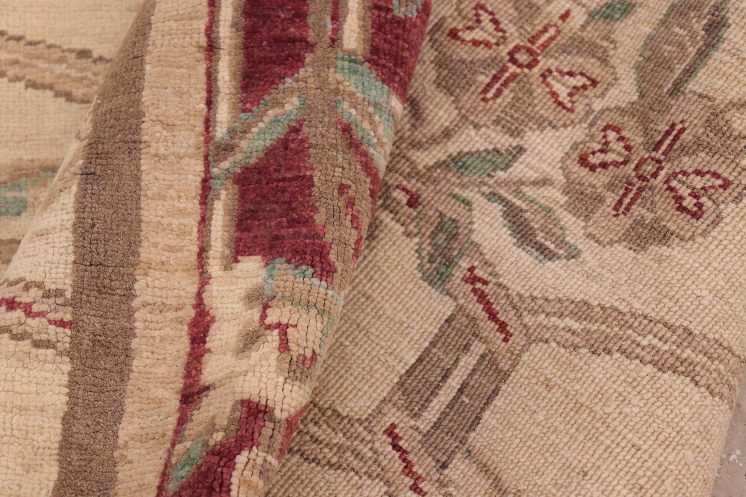 handmade Transitional Kafkaz Beige Wine Red Hand Knotted RECTANGLE 100% WOOL area rug 8' x 10'