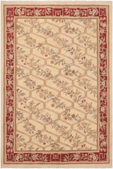 handmade Transitional Kafkaz Beige Wine Red Hand Knotted RECTANGLE 100% WOOL area rug 8 x 10