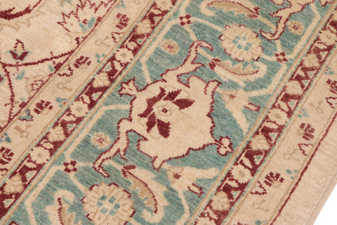 handmade Transitional Kafkaz Beige Green Hand Knotted RECTANGLE 100% WOOL area rug 8' x 10'
