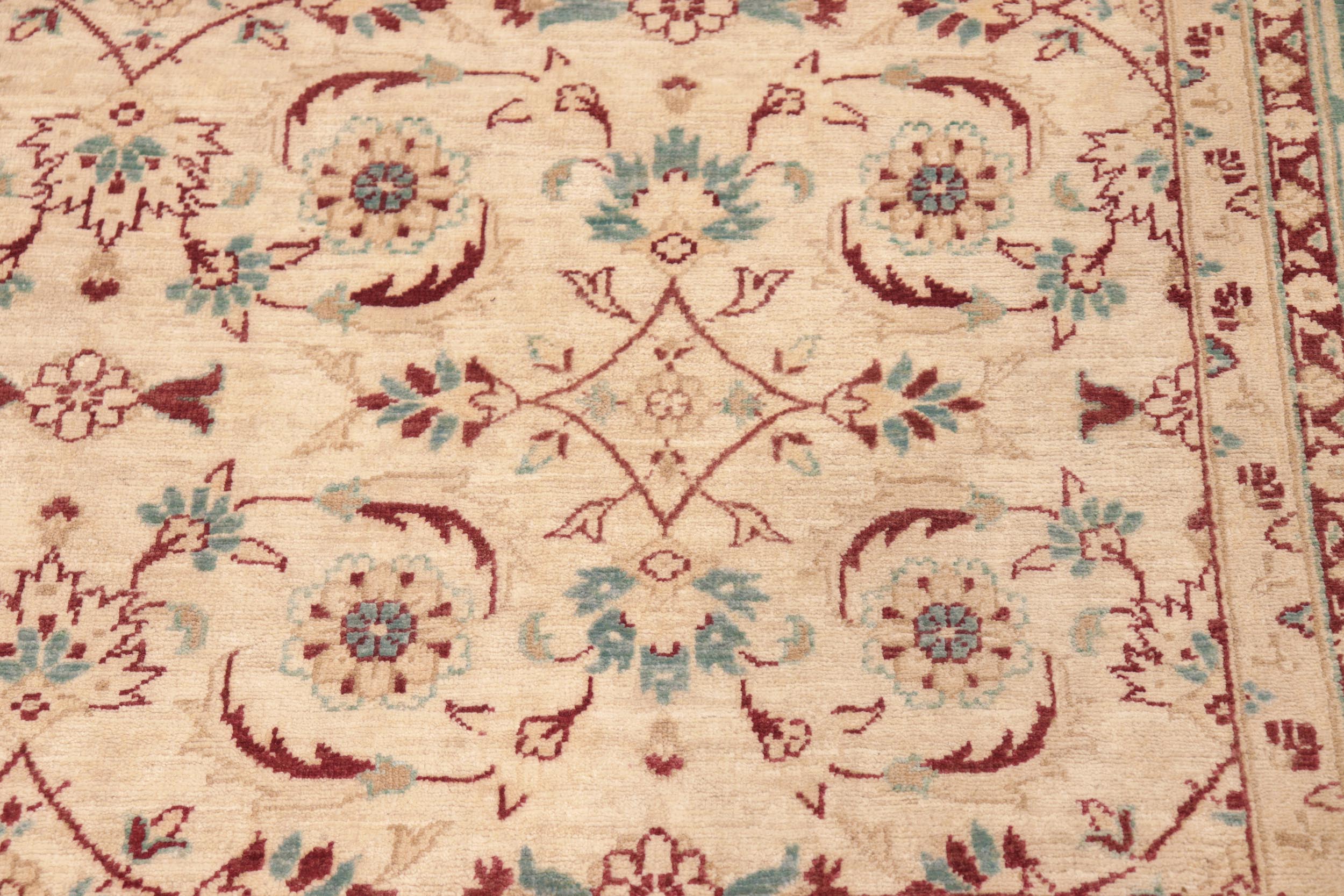 handmade Transitional Kafkaz Beige Green Hand Knotted RECTANGLE 100% WOOL area rug 8' x 10'