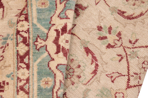 handmade Transitional Kafkaz Beige Green Hand Knotted RECTANGLE 100% WOOL area rug 8' x 10'