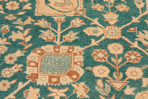 handmade Transitional Kafkaz Green Tan Hand Knotted RECTANGLE 100% WOOL area rug 8' x 10'