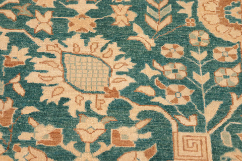 handmade Transitional Kafkaz Green Tan Hand Knotted RECTANGLE 100% WOOL area rug 8' x 10'