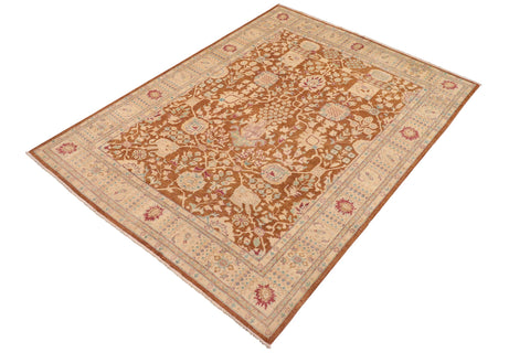 handmade Transitional Kafkaz Brown Beige Hand Knotted RECTANGLE 100% WOOL area rug 8' x 10'