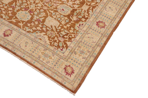handmade Transitional Kafkaz Brown Beige Hand Knotted RECTANGLE 100% WOOL area rug 8' x 10'