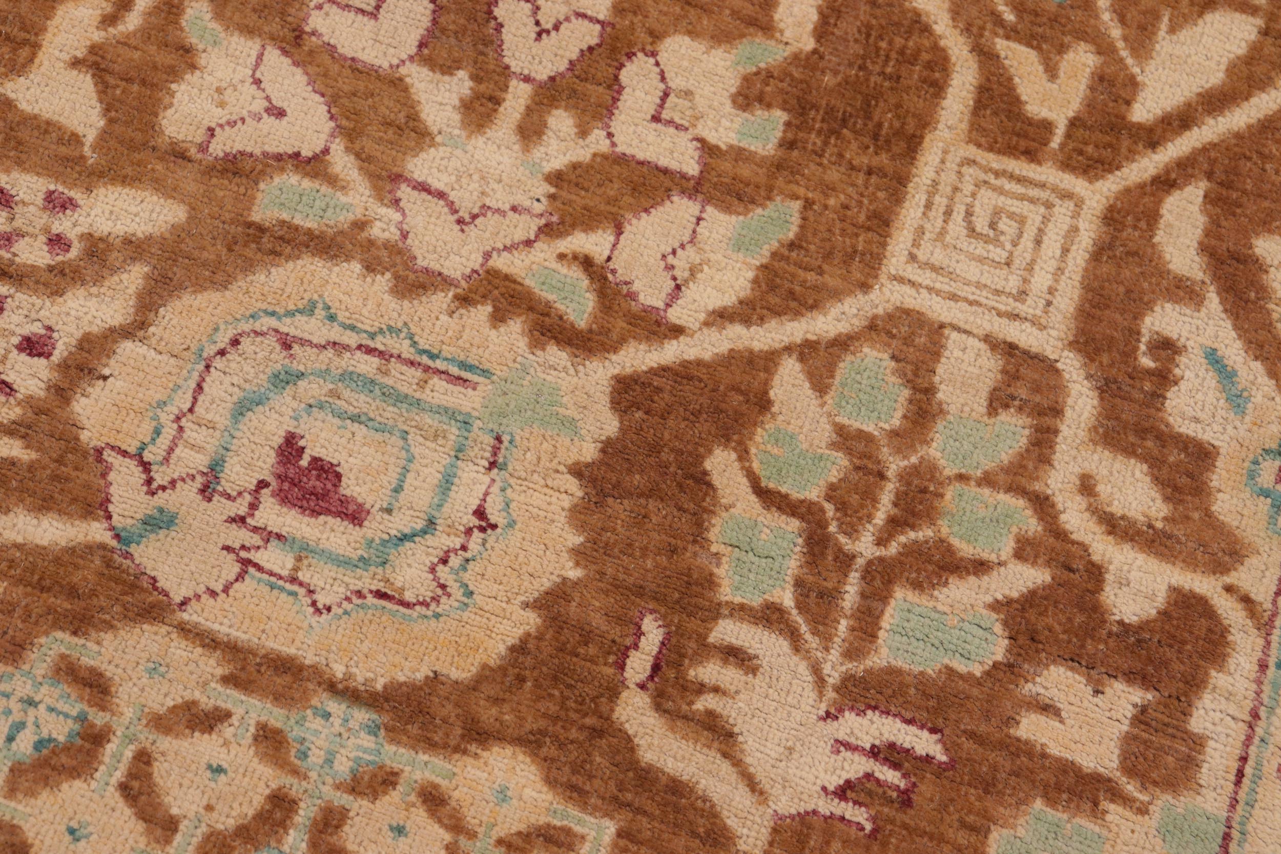 handmade Transitional Kafkaz Brown Beige Hand Knotted RECTANGLE 100% WOOL area rug 8' x 10'