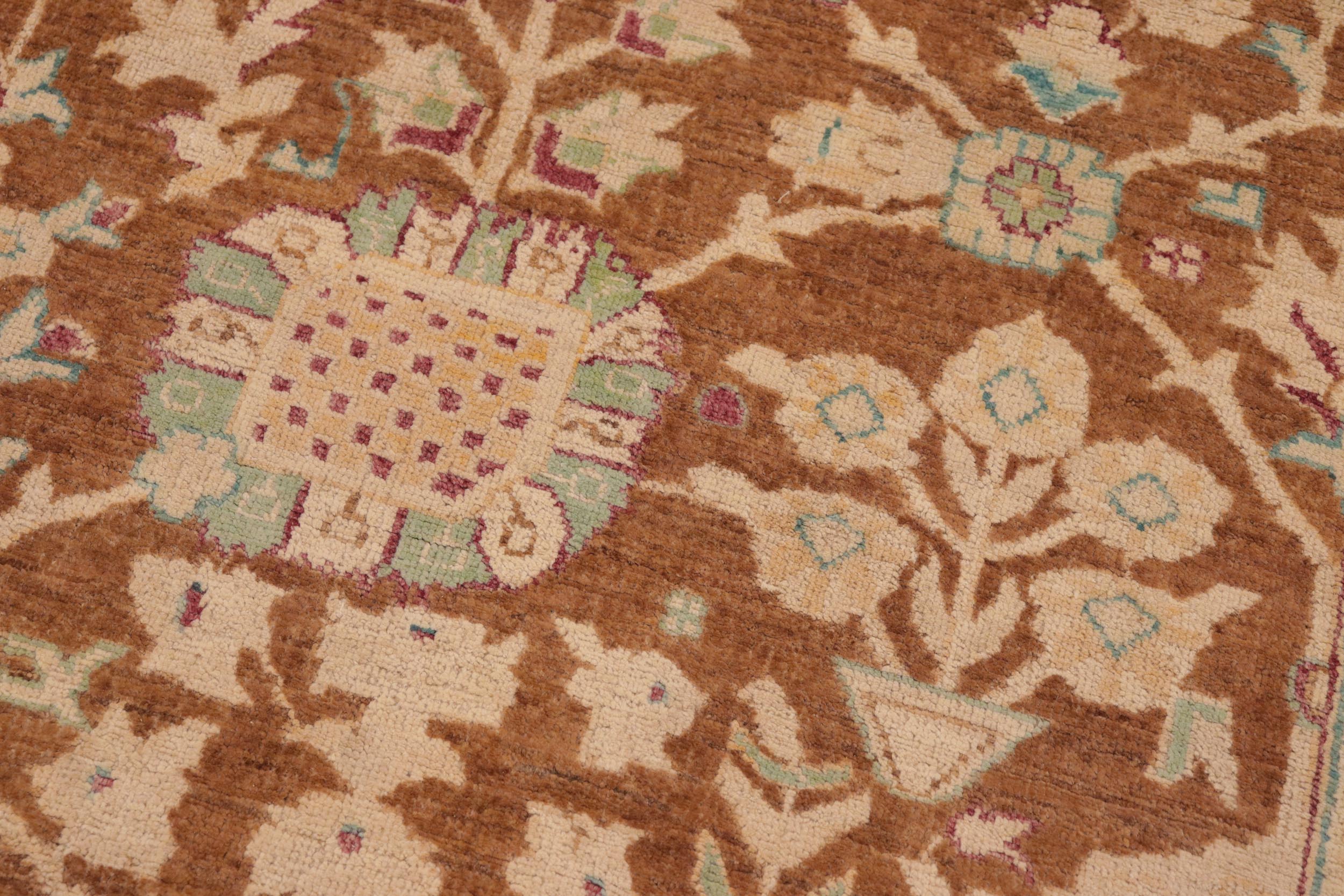 handmade Transitional Kafkaz Brown Beige Hand Knotted RECTANGLE 100% WOOL area rug 8' x 10'