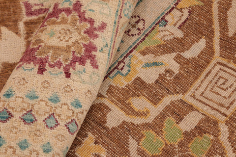 handmade Transitional Kafkaz Brown Beige Hand Knotted RECTANGLE 100% WOOL area rug 8' x 10'
