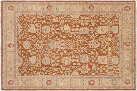 handmade Transitional Kafkaz Brown Beige Hand Knotted RECTANGLE 100% WOOL area rug 8' x 10'