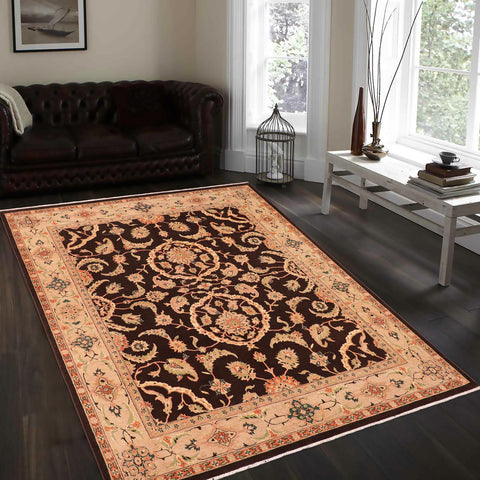 handmade Traditional Kafkaz Brown Tan Hand Knotted RECTANGLE 100% WOOL area rug 8x10