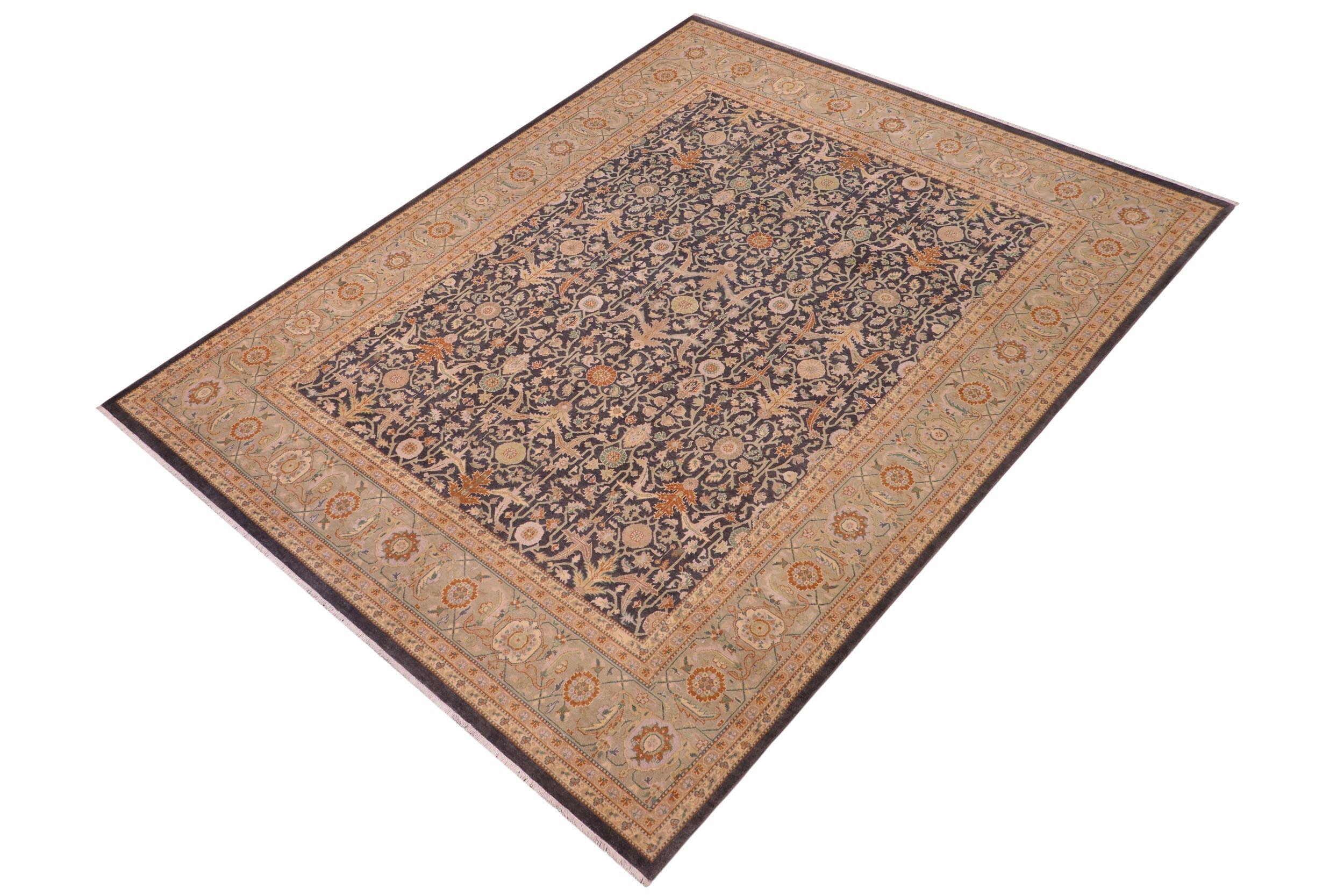 handmade Transitional Kafkaz Charcoal Lt. Gray Hand Knotted RECTANGLE 100% WOOL area rug 8x10