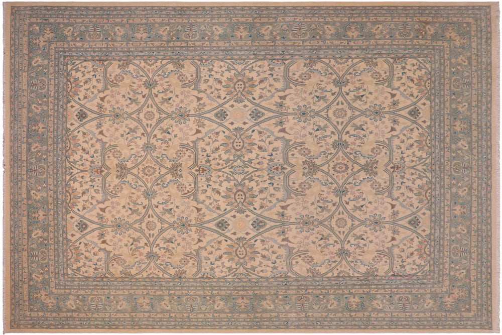 handmade Traditional Kafkaz Beige Green Hand Knotted RECTANGLE 100% WOOL area rug 8x10
