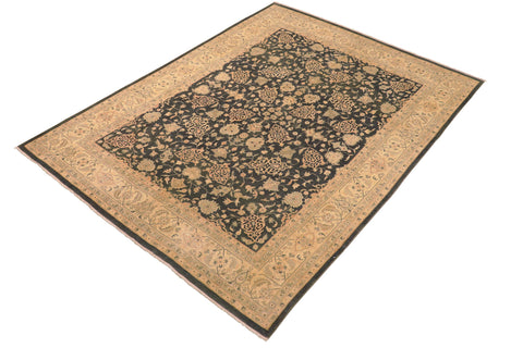 handmade Traditional Kafkaz Charcoal Tan Hand Knotted RECTANGLE 100% WOOL area rug 8x10