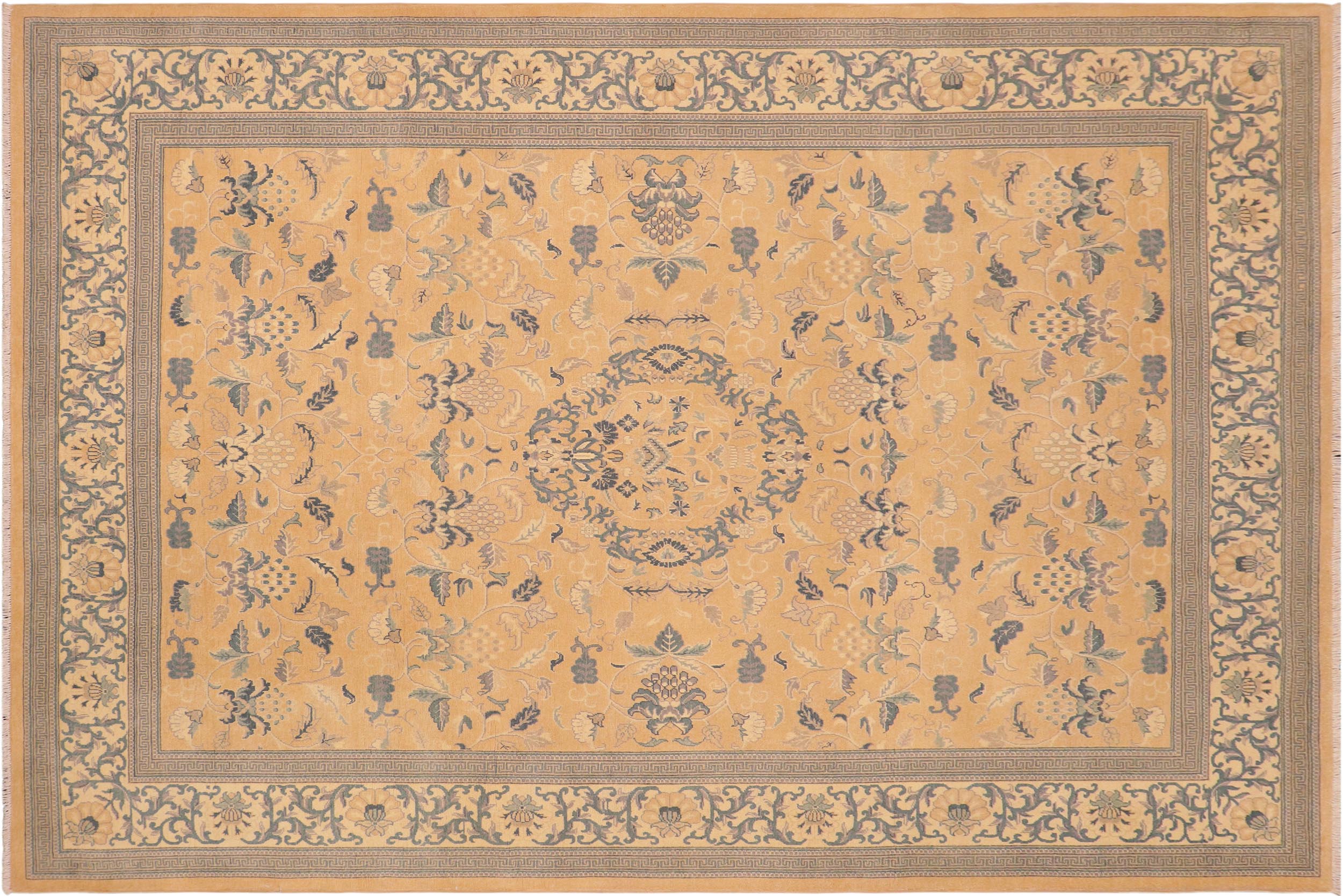 handmade Traditional Kafkaz Lt. Orange Beige Hand Knotted RECTANGLE 100% WOOL area rug 8x10