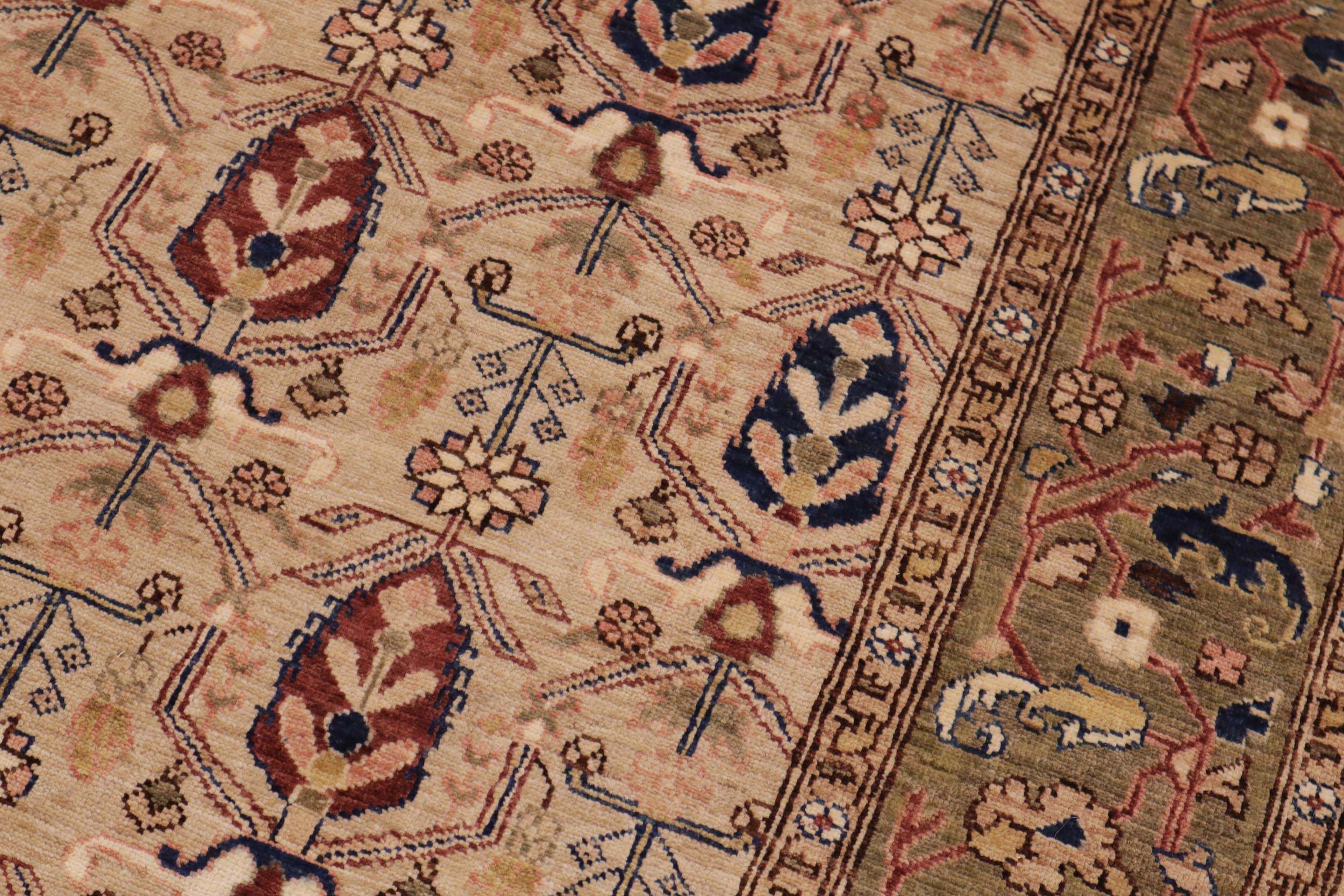 handmade Transitional Kafkaz Tan Green Hand Knotted RECTANGLE 100% WOOL area rug 9' x 12'