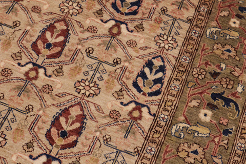 handmade Transitional Kafkaz Tan Green Hand Knotted RECTANGLE 100% WOOL area rug 9' x 12'