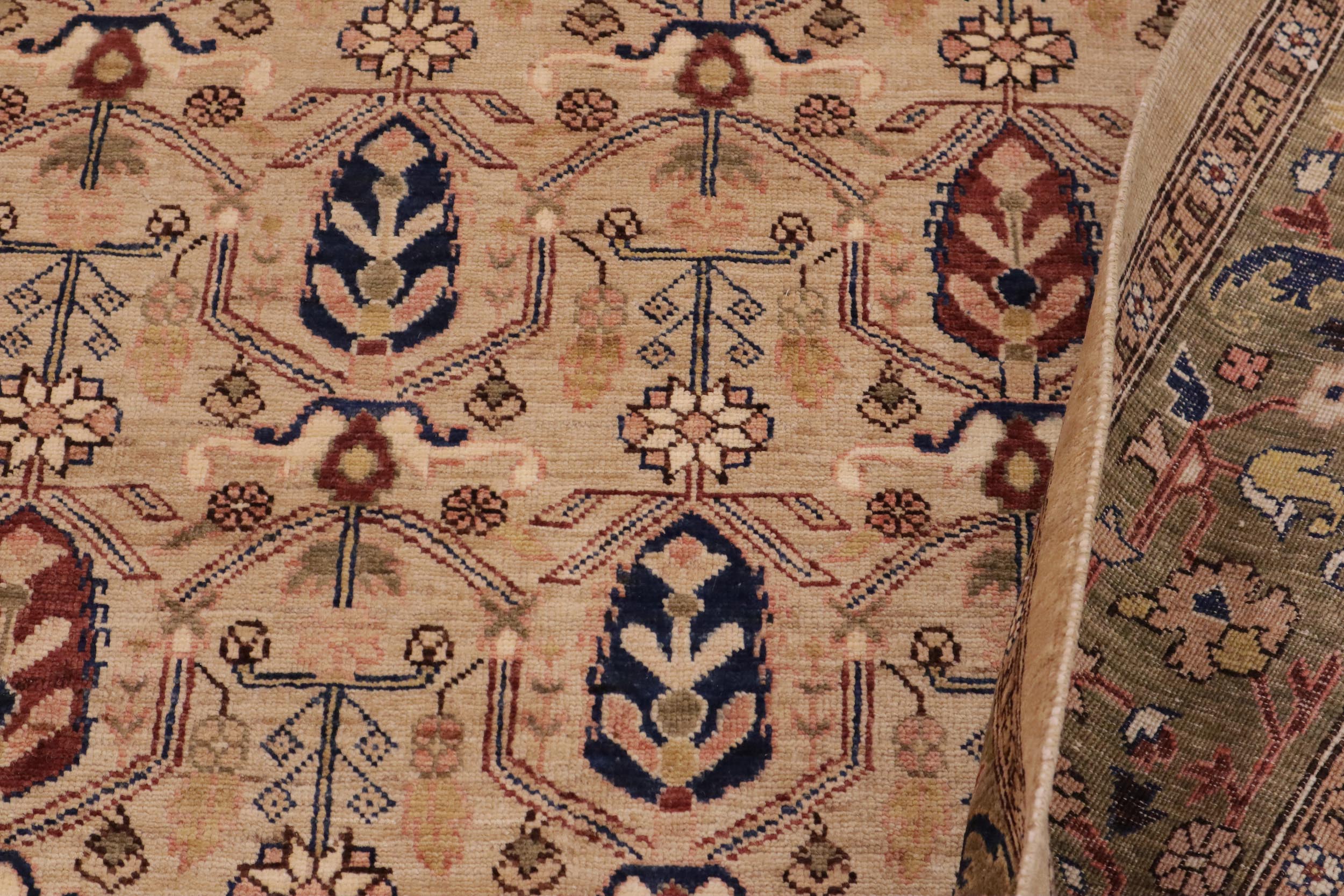 handmade Transitional Kafkaz Tan Green Hand Knotted RECTANGLE 100% WOOL area rug 9' x 12'