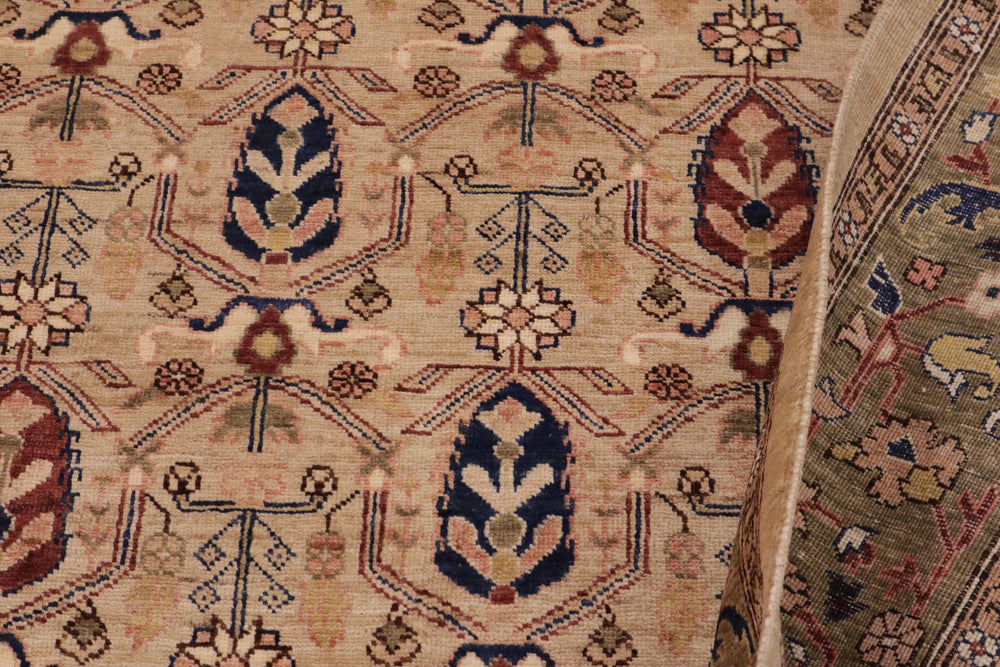 handmade Transitional Kafkaz Tan Green Hand Knotted RECTANGLE 100% WOOL area rug 9' x 12'