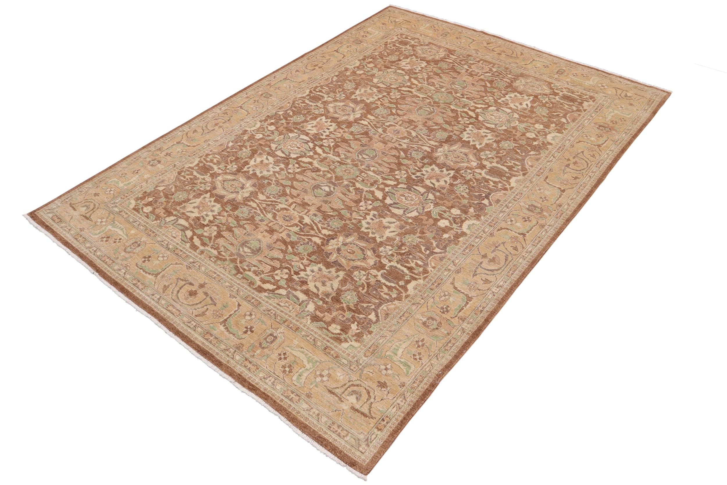 handmade Transitional Kafkaz Lt. Brown Gold Hand Knotted RECTANGLE 100% WOOL area rug 9' x 12'