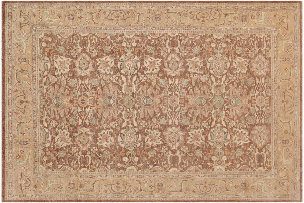 handmade Transitional Kafkaz Lt. Brown Gold Hand Knotted RECTANGLE 100% WOOL area rug 9' x 12'