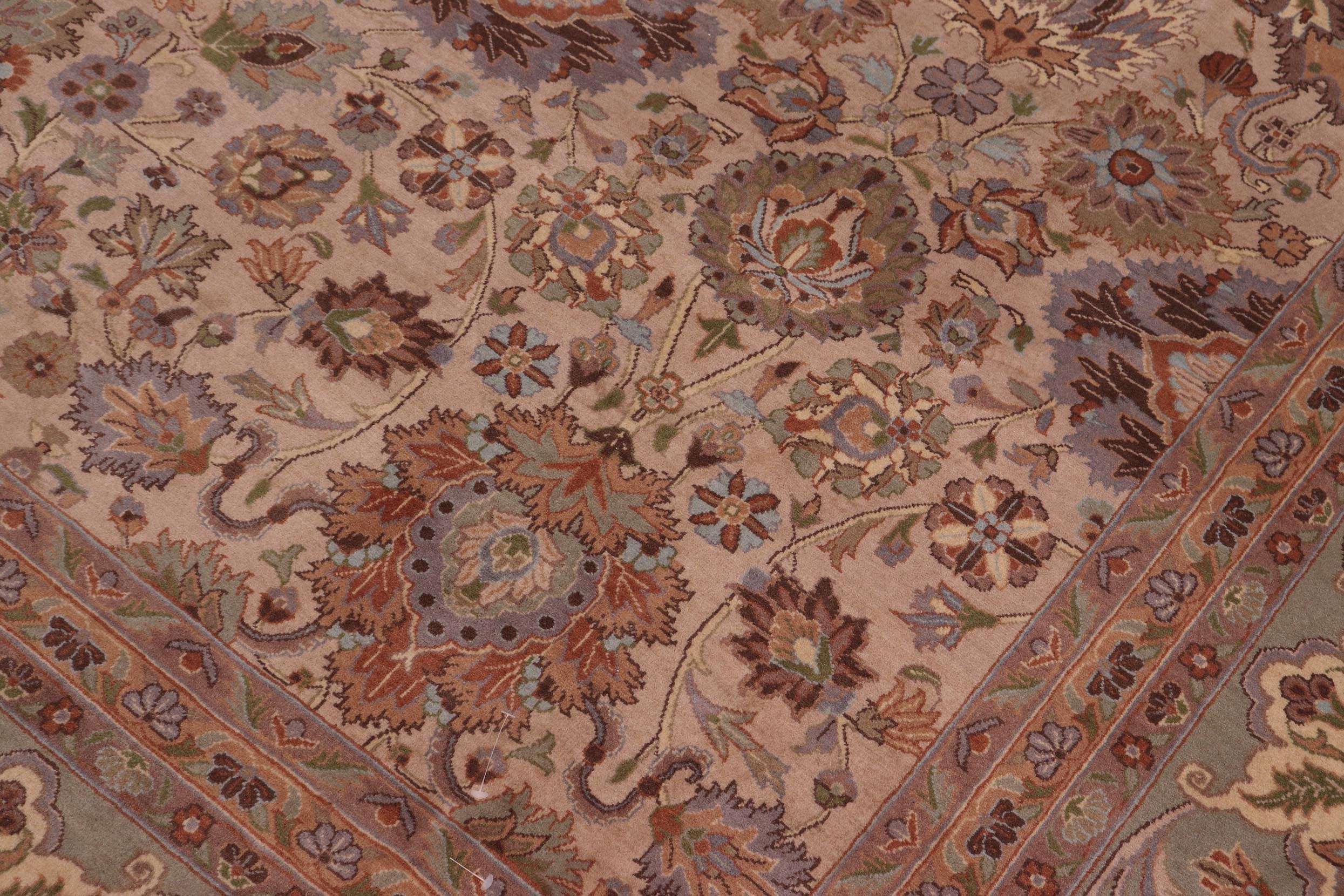 handmade Transitional Mehal Tan Lt. Green Hand Knotted RECTANGLE 100% WOOL area rug 9x12