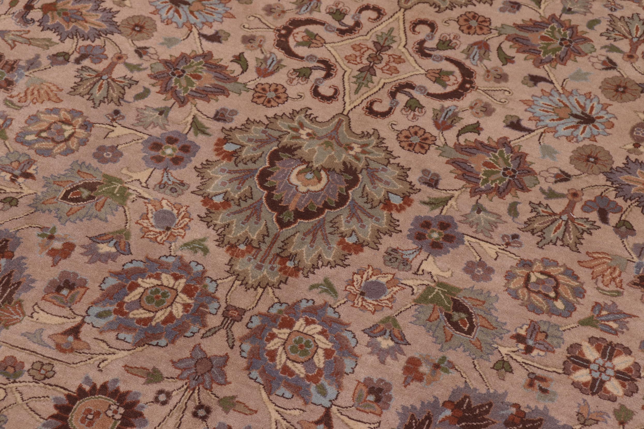 handmade Transitional Mehal Tan Lt. Green Hand Knotted RECTANGLE 100% WOOL area rug 9x12
