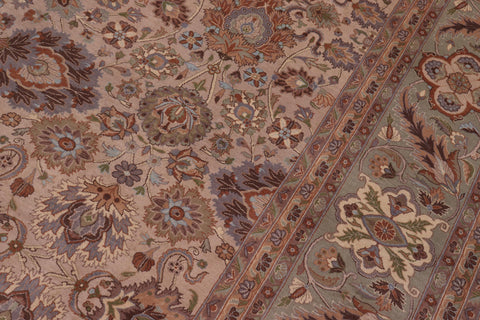 handmade Transitional Mehal Tan Lt. Green Hand Knotted RECTANGLE 100% WOOL area rug 9x12