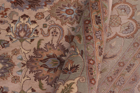 handmade Transitional Mehal Tan Lt. Green Hand Knotted RECTANGLE 100% WOOL area rug 9x12