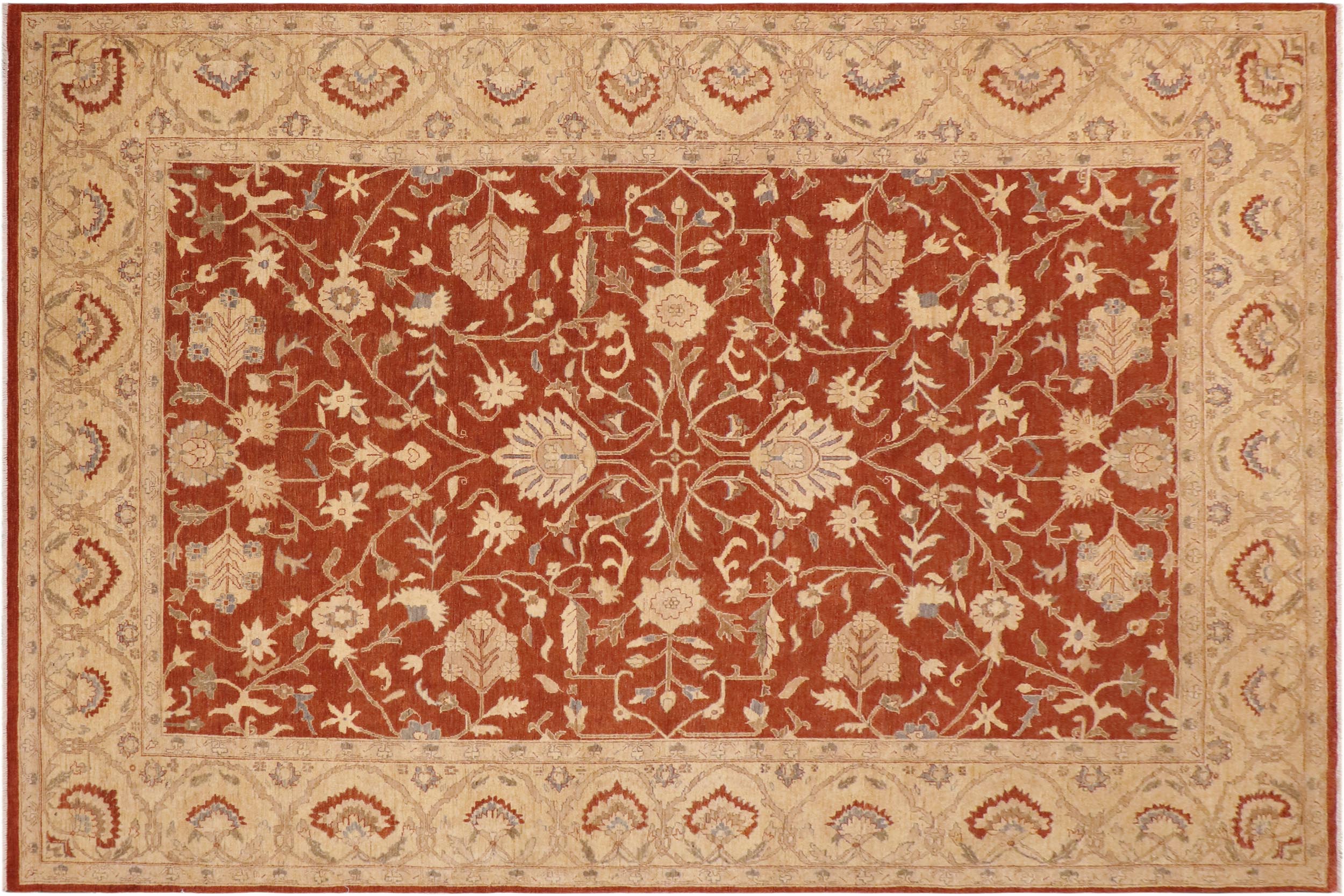 handmade Traditional Kafkaz Rust Beige Hand Knotted RECTANGLE 100% WOOL area rug 9x13