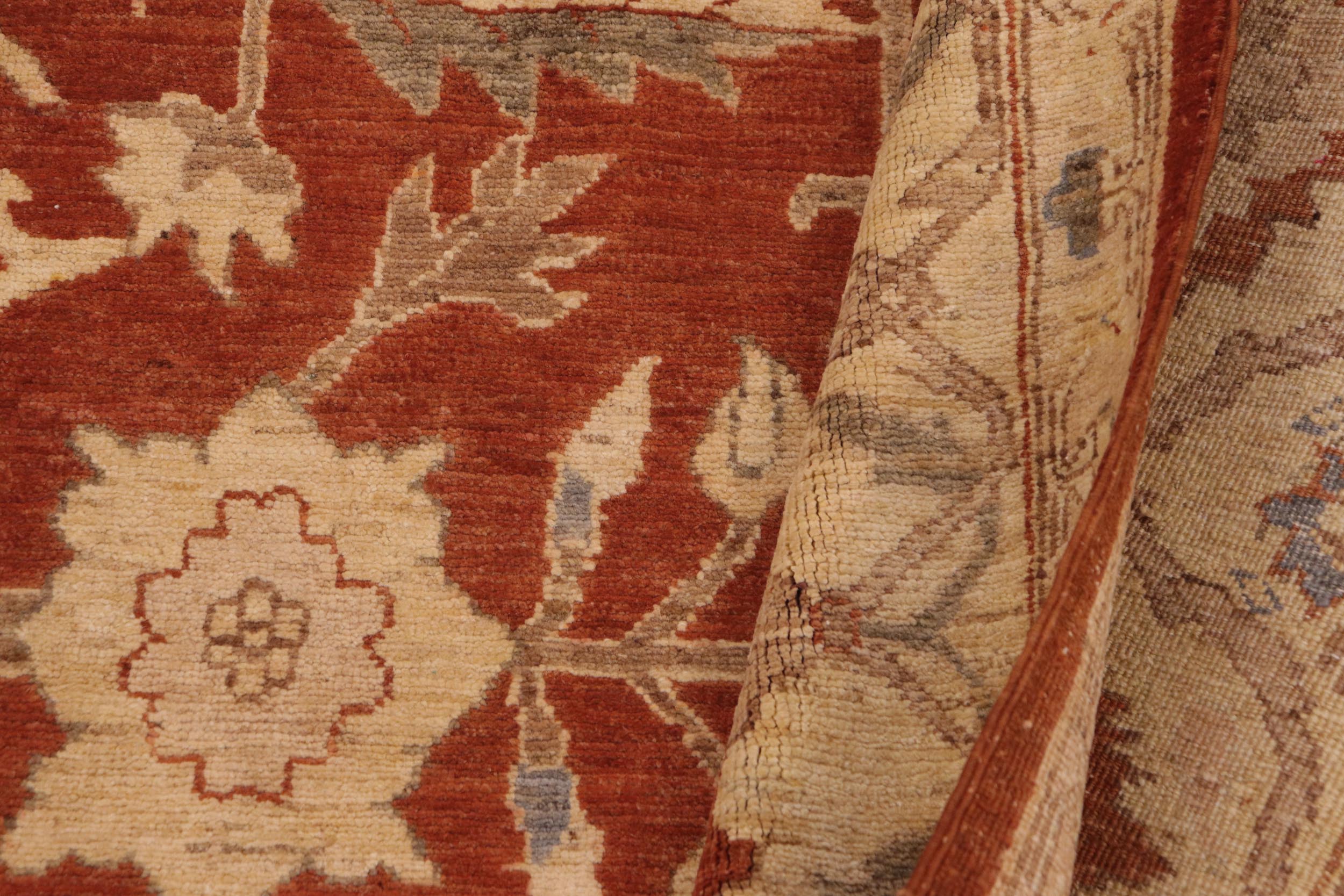 handmade Traditional Kafkaz Rust Beige Hand Knotted RECTANGLE 100% WOOL area rug 9x13