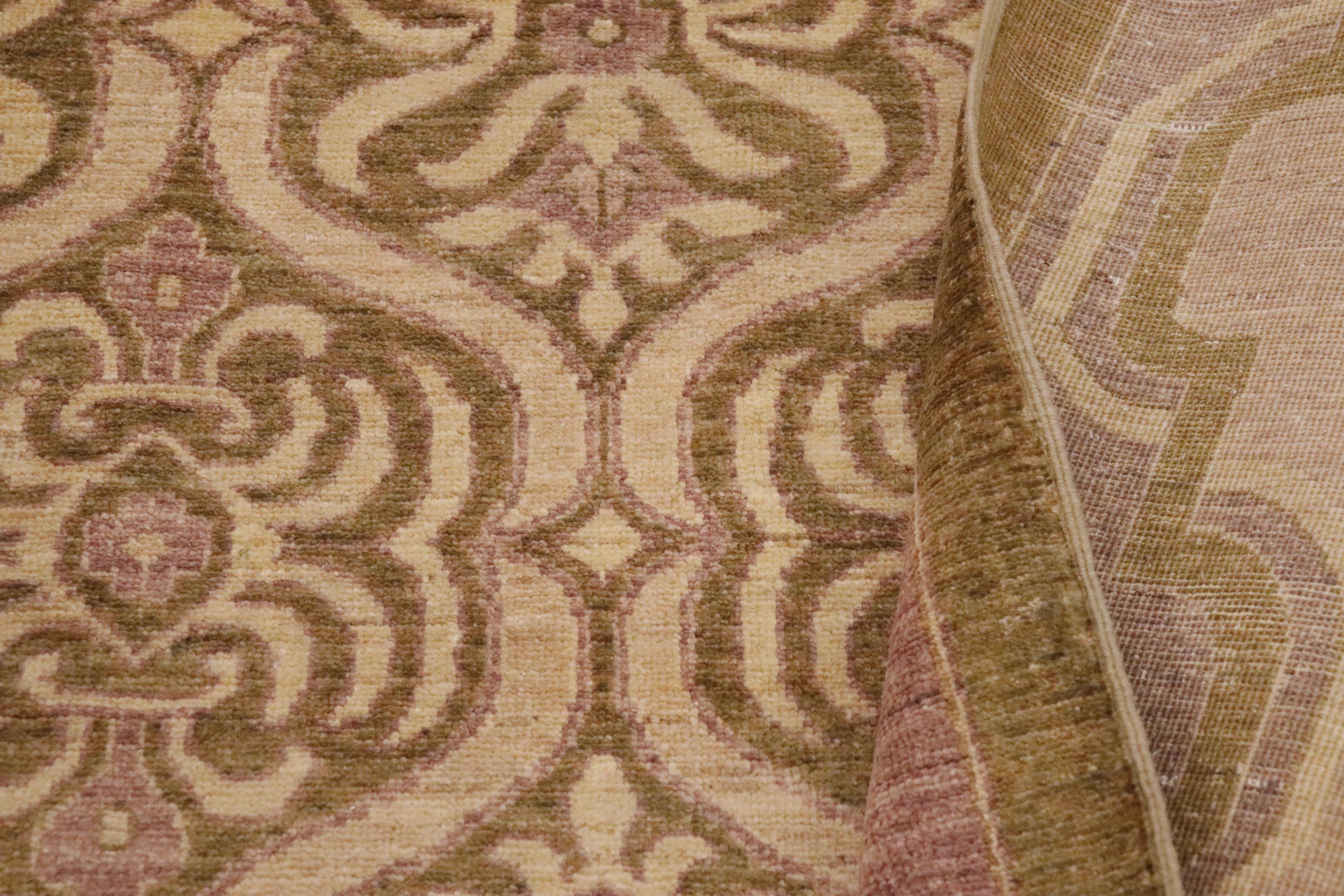 handmade Transitional Kafkaz Lt. Green Tan Hand Knotted RECTANGLE 100% WOOL area rug 9' x 12'