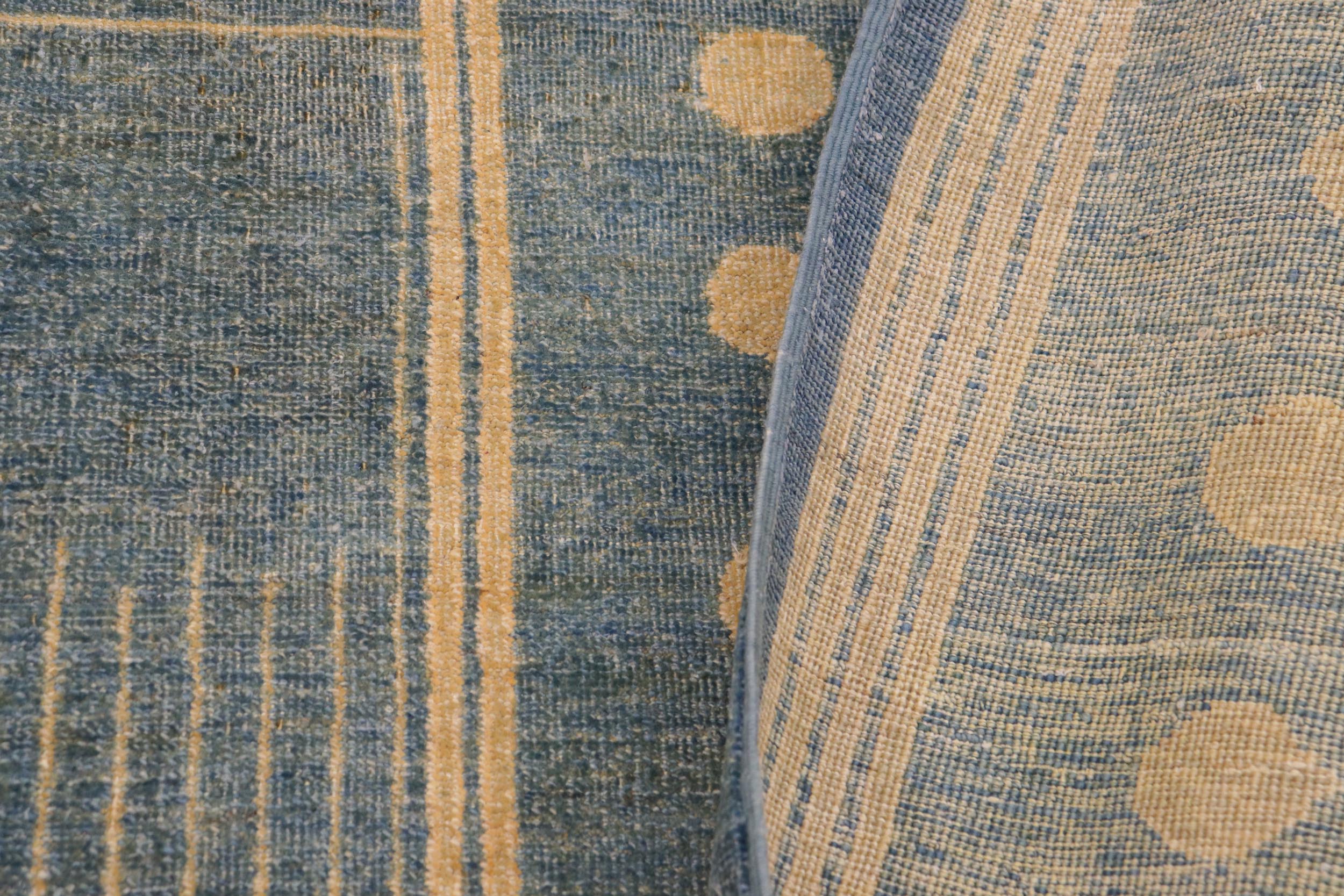 handmade Geometric Antique Blue Tan Hand Knotted RECTANGLE 100% WOOL area rug 9' x 11'