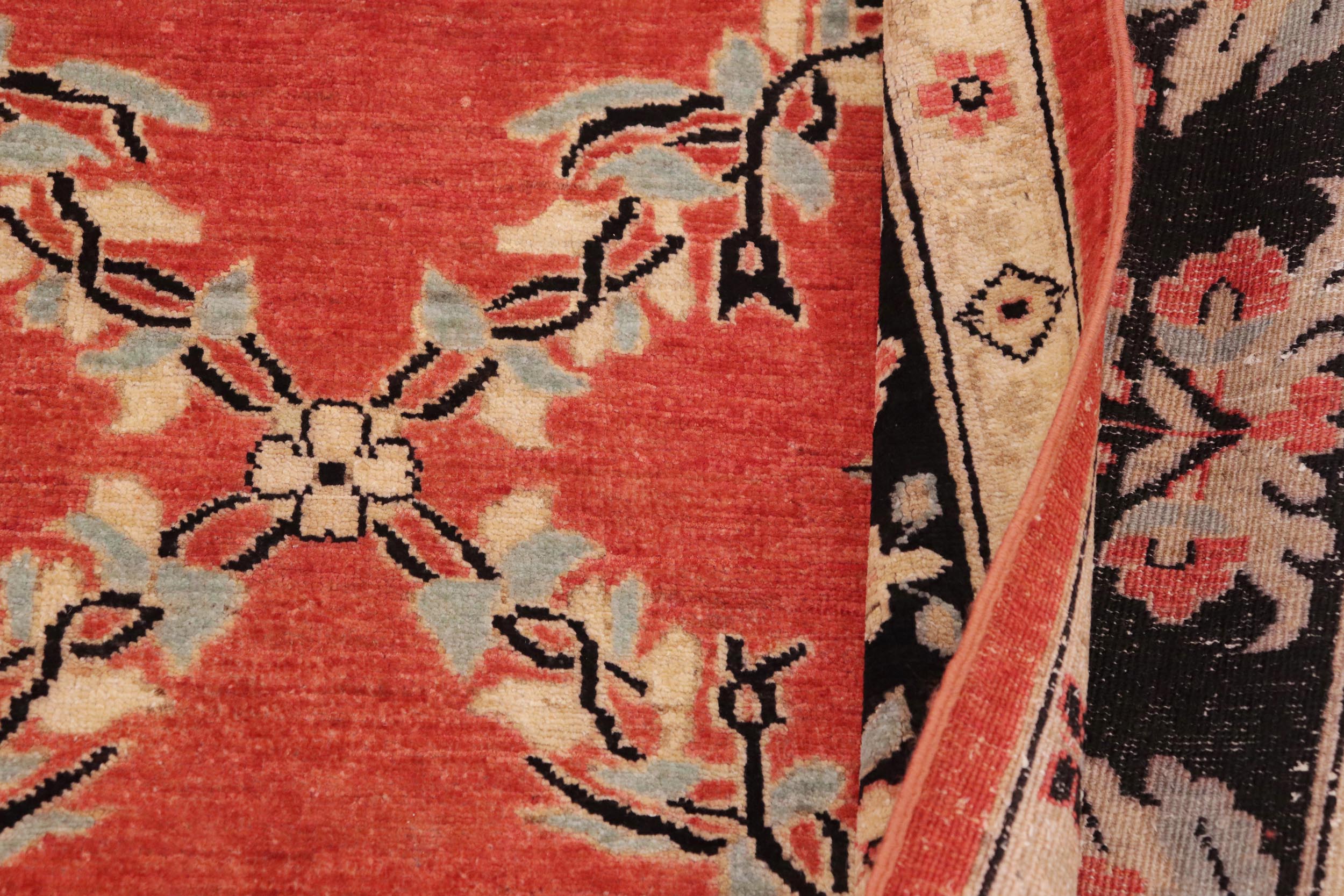 handmade Transitional Kafkaz Red Black Hand Knotted RECTANGLE 100% WOOL area rug 9' x 12'