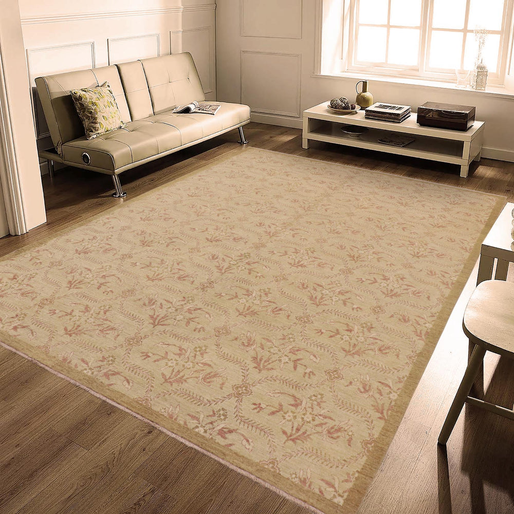 handmade Modern Kafkaz Tan Lt. Brown Hand Knotted RECTANGLE 100% WOOL area rug 9' x 12'