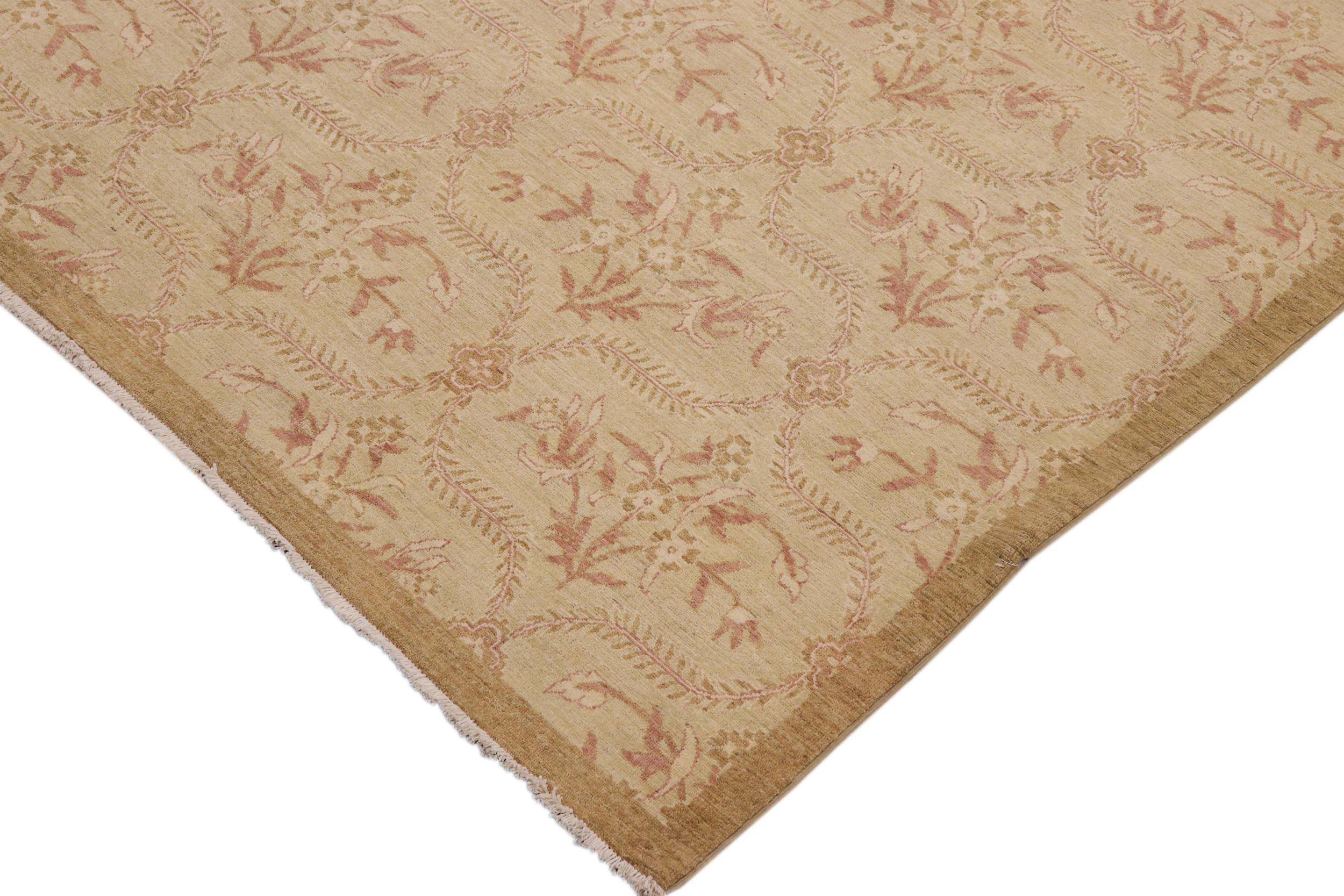 handmade Modern Kafkaz Tan Lt. Brown Hand Knotted RECTANGLE 100% WOOL area rug 9' x 12'