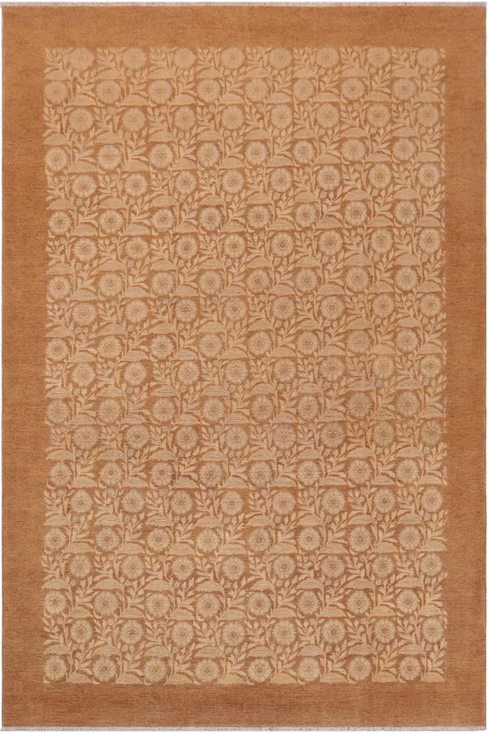 handmade Transitional Kafkaz Beige Brown Hand Knotted RECTANGLE 100% WOOL area rug 9 x 12