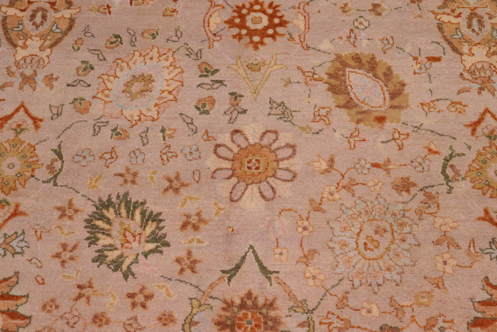 handmade Traditional  Taupe Beige Hand Knotted RECTANGLE 100% WOOL area rug 9' x 12'