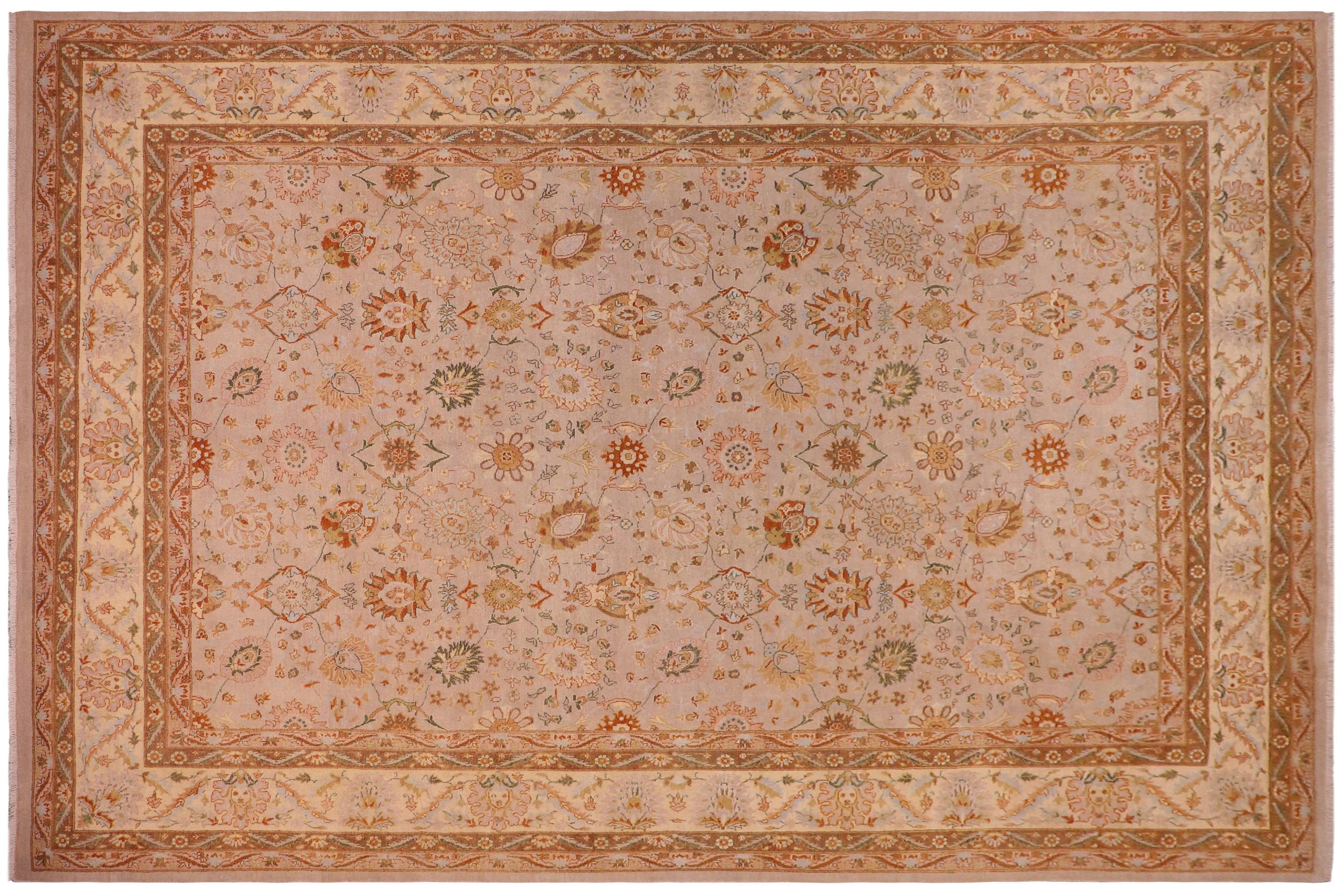 handmade Traditional  Taupe Beige Hand Knotted RECTANGLE 100% WOOL area rug 9' x 12'
