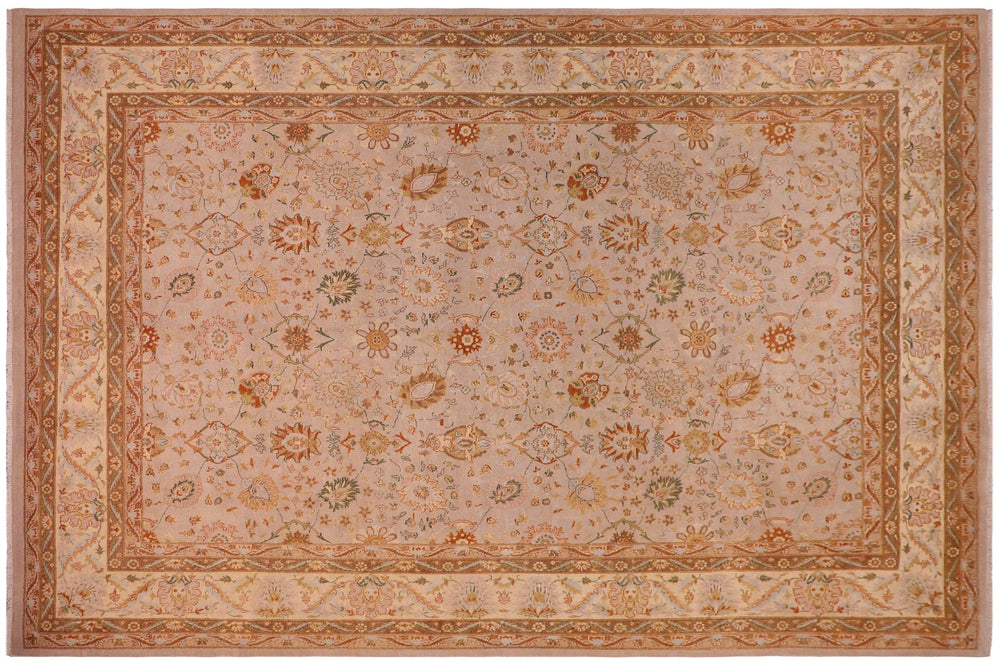 handmade Traditional  Taupe Beige Hand Knotted RECTANGLE 100% WOOL area rug 9' x 12'